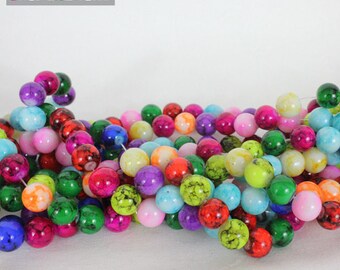 40 multicolored 10-13 mm round glass beads
