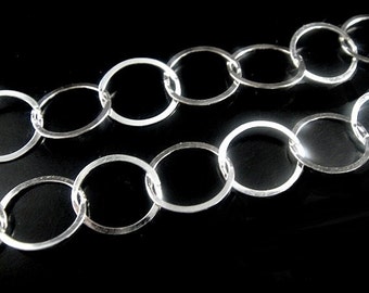 RESERVED....FINISHED Sterling Silver Flat cable chain, 5 ft Necklace 10.5 x 9mm