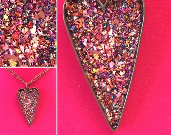 Ruby Glitter Heart Necklace
