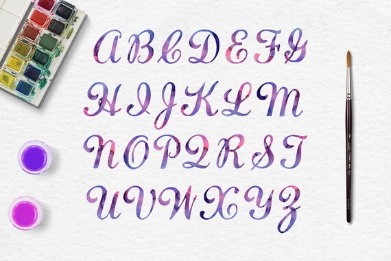 galaxy watercolor alphabet watercolor letters galaxy digital
