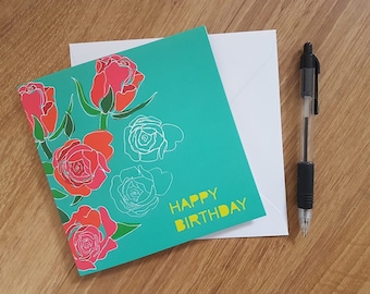 Rose Happy Birthday Card