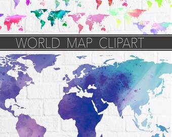 world map clipart watercolor map graphics world map print map illustrations designs