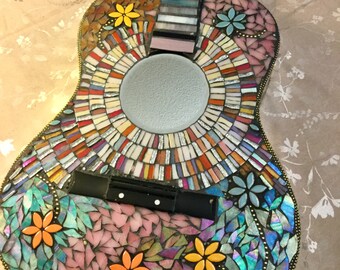 Mosaic Guitar, Full sized Guitar, BOHO, Stained Glass