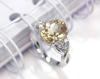 4.35 Natural imperial topaz ring sterling silver wedding ring