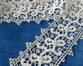 Antique Edwardian Chemical Lace Insertion Trim- 125 x 5 cm