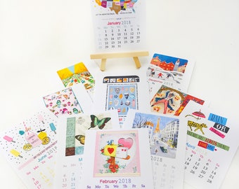 2018 Desk Calendar -- Desk Calendar -- Mini Easel Calendar -- Gift Idea -- Unique gift -- Vintage/Modern Calendar -- For your desk Calendar