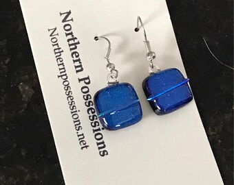 Blue Dichroic Earrings