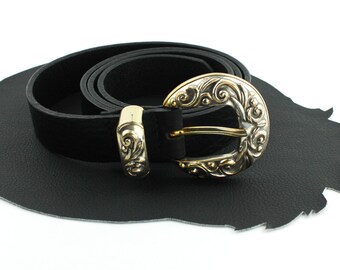 Black Leather Western Belt - Size Large 31 to 35 inches