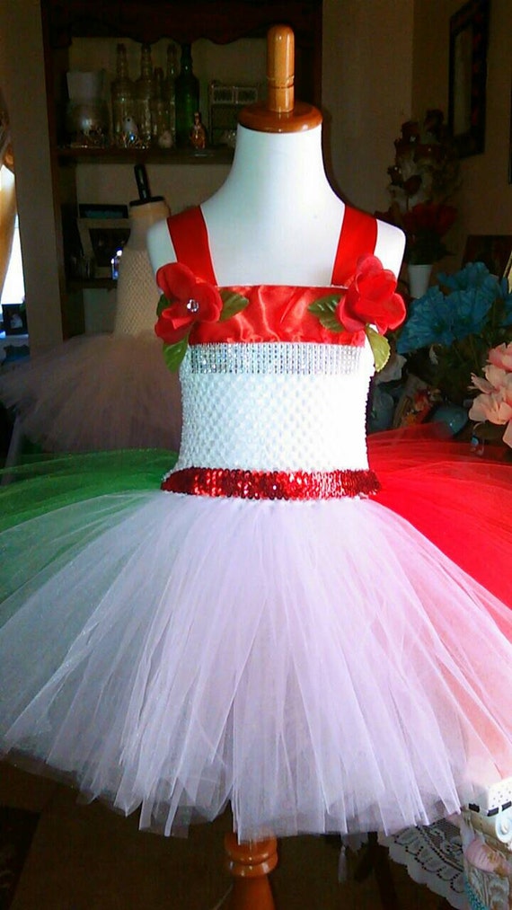 Italian flag Tutu dressrhinestones and flowers. All flag