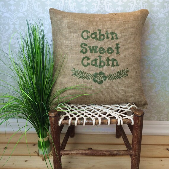 Cabin Sweet Cabin Burlap Pillow Cabin Pillow Cabin Decor