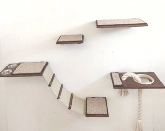Wall complex "Cat zone "Black and white, Pet furniture, cat gift, cat shelf, cat tower, cat furniture, cat bed, modern cat bed, Ht