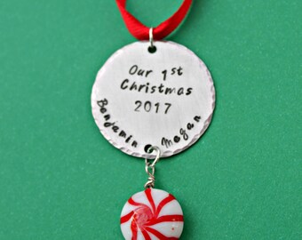 Our First Christmas Ornament, Wedding Ornament, 1st Christmas, Mr and Mrs Ornament, Custom Ornament, Just Married Ornament