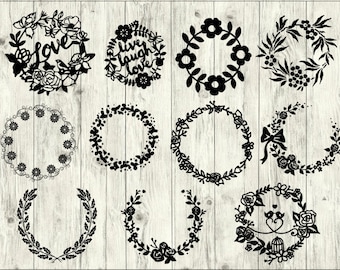 Wreath SVG Bundle, Flower SVG bundle, Wreath cut file, Wreath clipart, Wreath svg files for silhouette, files for cricut, svg, dxf, eps, png