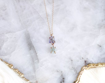 Raw Aquamarine + Tanzanite Necklace