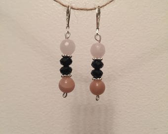 Rose quartz & sunstone earrings