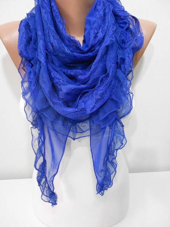 Cobalt Blue Scarf Shawl Blue Wedding Scarf Shawl Lace