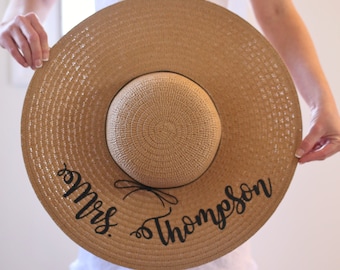 Personalized Floppy Hat Personalized Sun Hat Personalized Hat Personalized Honeymoon Hat Personalized Bridal Shower Gift Wedding Gift