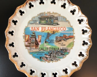 Mid Century San Francisco Souvenir Plate, 1960’s California Souvenir, Mid Century California Dish, Vintage San Francisco Dish Made By Efcco
