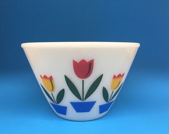 Fire King Tulip Bowl, 6 1/2 Inches, Fire King Ivory, Fire King Splash Proof Bowl