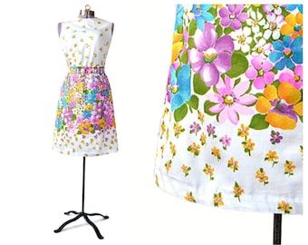 1960s dress, floral print dress, vintage dress, floral dress, Easter dress, 60s dress, day dress, cotton dress, sheath dress, small dress
