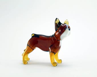 Color Glass French Bulldog Figurine.Dog Figurine Glass.Figure miniature.glass lampwork.glass dog sculpture.dog figurine.(b21)