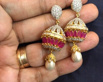 Ruby Indian Jewelry | Hyderabadi Wedding Jewelry| Statement Jewelry | Bridal Jewelry | Kundan Earrings | Indian Earrings | Indian Jewelry |