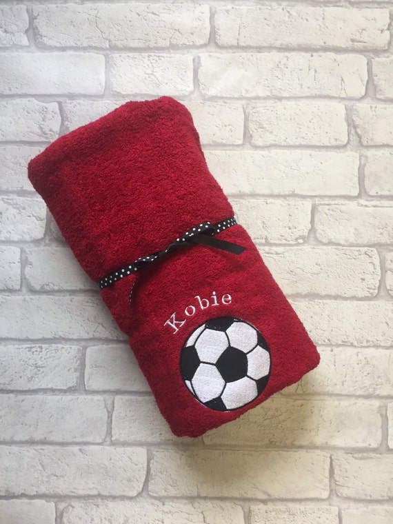 Personalised Football towel. Personalised soccer towel. Team