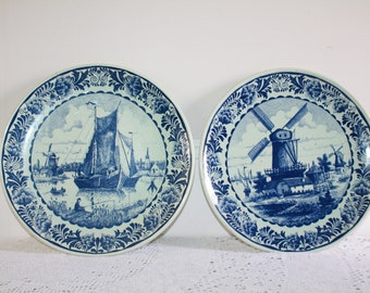 Blue Delft Plates, Blue Delft Charger, Delftware, Wall Plates, Wall Decor, Wall Art, Vintage Defltware, Collectible Plates, Blue and White