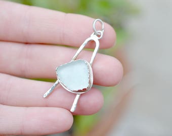 Sterling Silver Handmade Sea Glass Pendant, Sea Glass Jewelry, Sea Glass Necklace, Beach Glass Jewelry, Beach Glass Pendant, Beach Jewelry