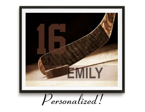 Personalized hockey art, Hockey gifts, Sports gift, Team Gifts, Teen birthday, Girls, Sports decor, Man cave art, Kids room decor // Hockey