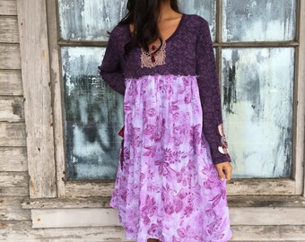 Jeannie dress-large xlarge-artsy-Eco Clothing-Upcycled Clothing-Anthropologie inspired-by Love HIGHER Handmade Clothing