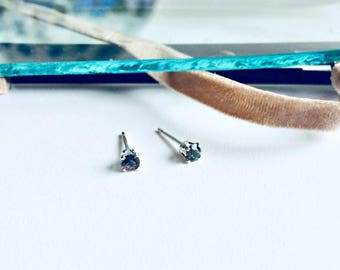 Gemstone - ear studs - small earrings - Mystic Fire Topaz - Topaz jewellery - green - blue - pink - Valentines gift - gifts for girls - love