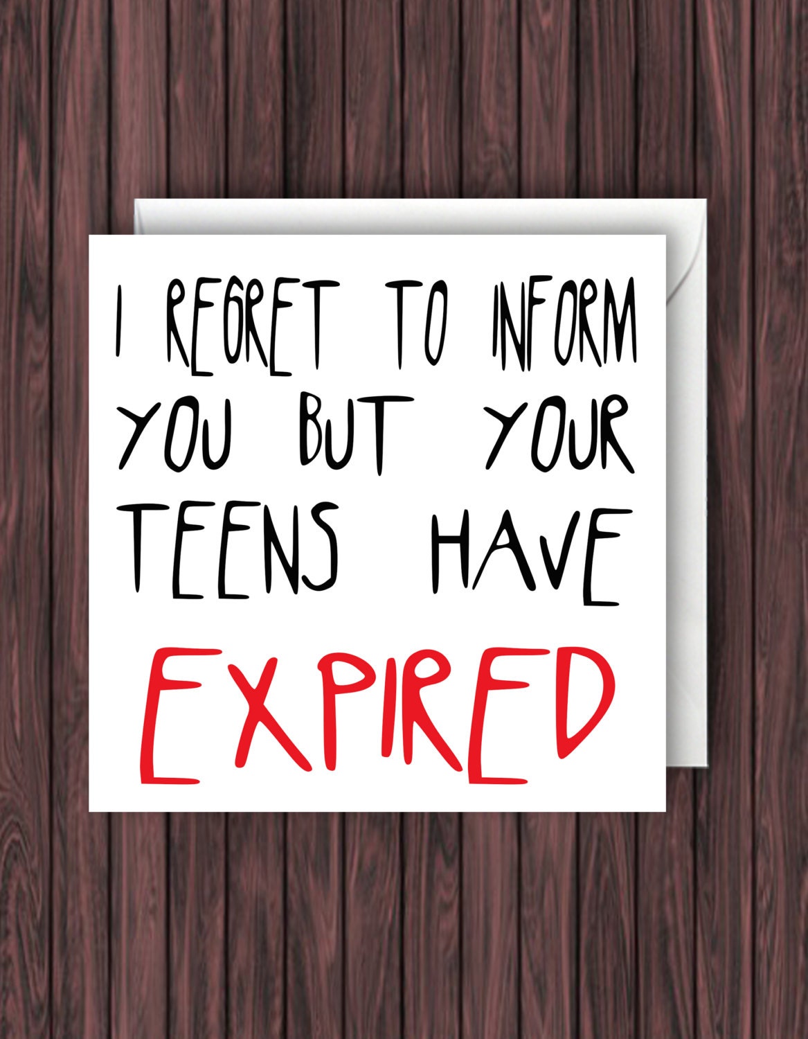 Teens Expired. Funny Birthday Card. 20th Birthday Card.