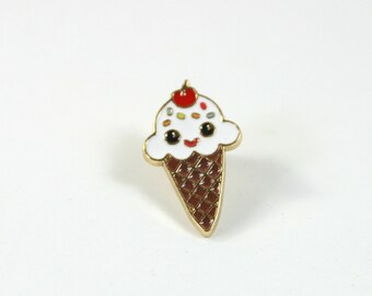 Ice-cream enamel pin, Ice-cream brooch, Happy enamel pin, Sweet pin