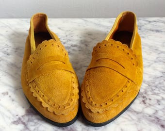 Mustard Suede Vintage Loafers