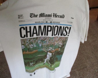 Vintage 1997 Florida Marlins World Series Champs Miami Herald T Shirt