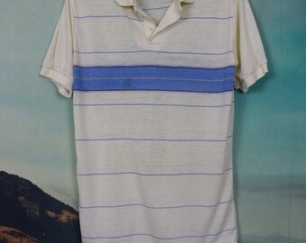 Vintage 70's threadbare striped surf polo sz S