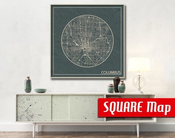 COLUMBUS OH SQUARE Map Columbus Ohio Poster City Map Columbus Ohio Art Print Columbus Ohio poster Columbus map