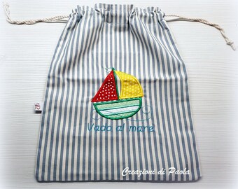 Baby bag for the sea with boat