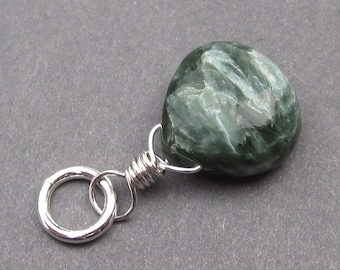 Seraphinite Bracelet Charm, Seraphinite Pendant, Sterling Silver Wire Wrapped Pendant, Seraphinite Necklace Pendant, Stones 19