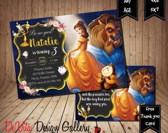 Beauty and the Beast Invitation - Beauty and the Beast Birthday Invitation - Belle Invitation - Beast Invitation - Birthday Party
