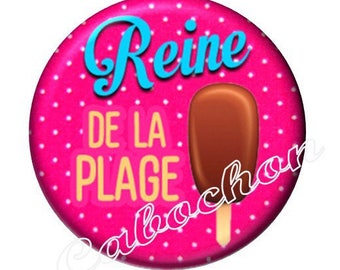 Set of 2 cabochon 20mm round glass, ice cream treats