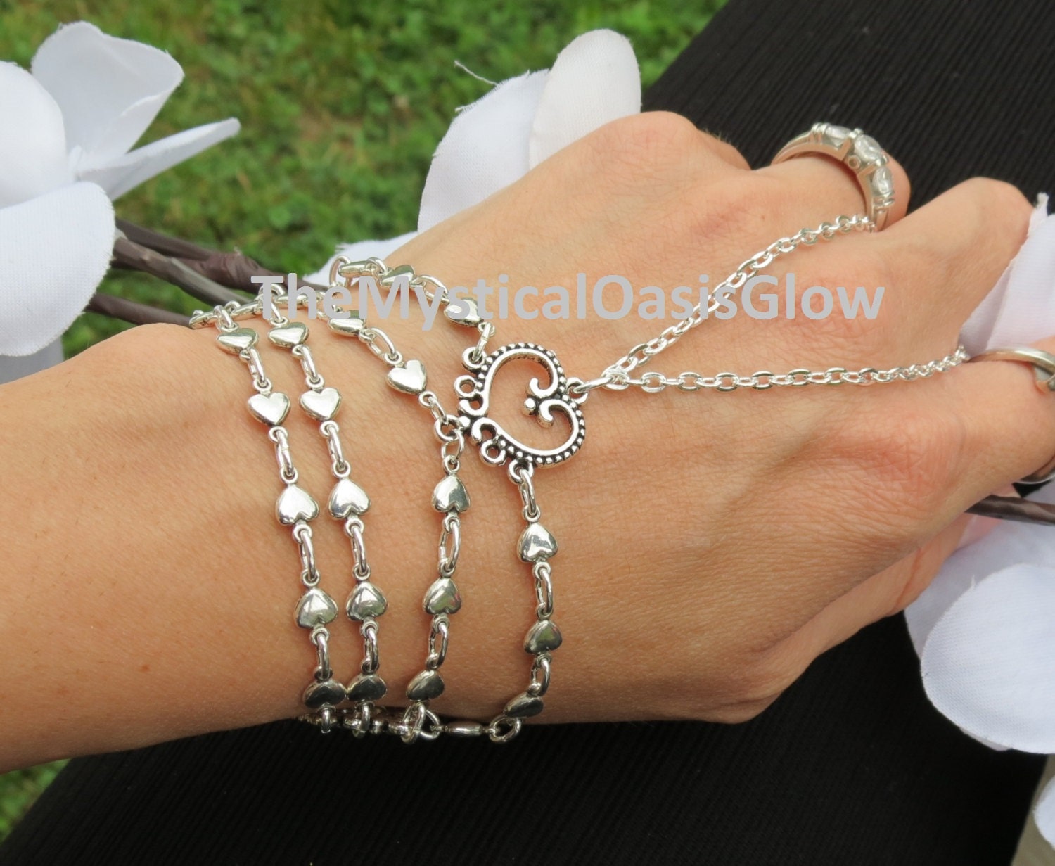 Bridal Slave Bracelet Ring Bracelet Hand Jewelry Wedding