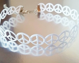 Peace Sign Choker Hippie Choker Peace Sign Necklace Hippie Necklace Boho Choker Boho Necklace Yoga Choker Peace Sign Jewelry Yoga Necklace