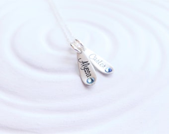 Mother's Necklace - Grandmother Necklace - Tiny Teardrop Birthstone Necklace - Dainty Jewelry - Birthstone Name Necklace - Mother's Day Gift