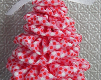 Red and White Dots on Pink Yo Yo Tree Ornament