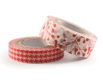 Japanese Washi Masking Tape Set - Bacca - 15mm wide & 10mm wide - 8.7 Yards (each roll) - 2 rolls
