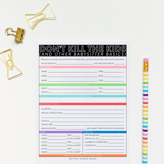 Nanny Notes Template