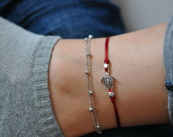 Sea turtle anklet, silver anklet with turtle charm,Turtle Anklet, Adjustable Anklet,cord bracelet,beaded ankle bracelet,gifts for her.