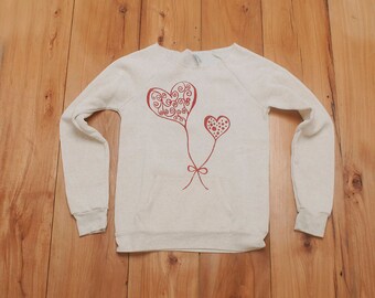 SALE Heart Sweatshirt, Size Small
